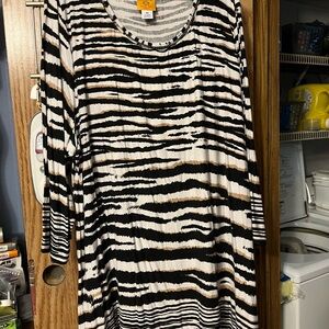 Striped Black and White Long Sleeve Dress